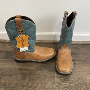 Blue and Tan John Deer Cowboy boots